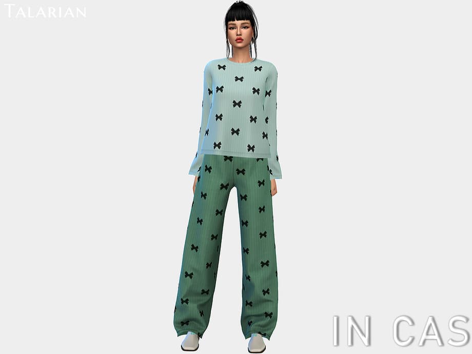 Галерея мода Пижама Alondra Bow Print #1